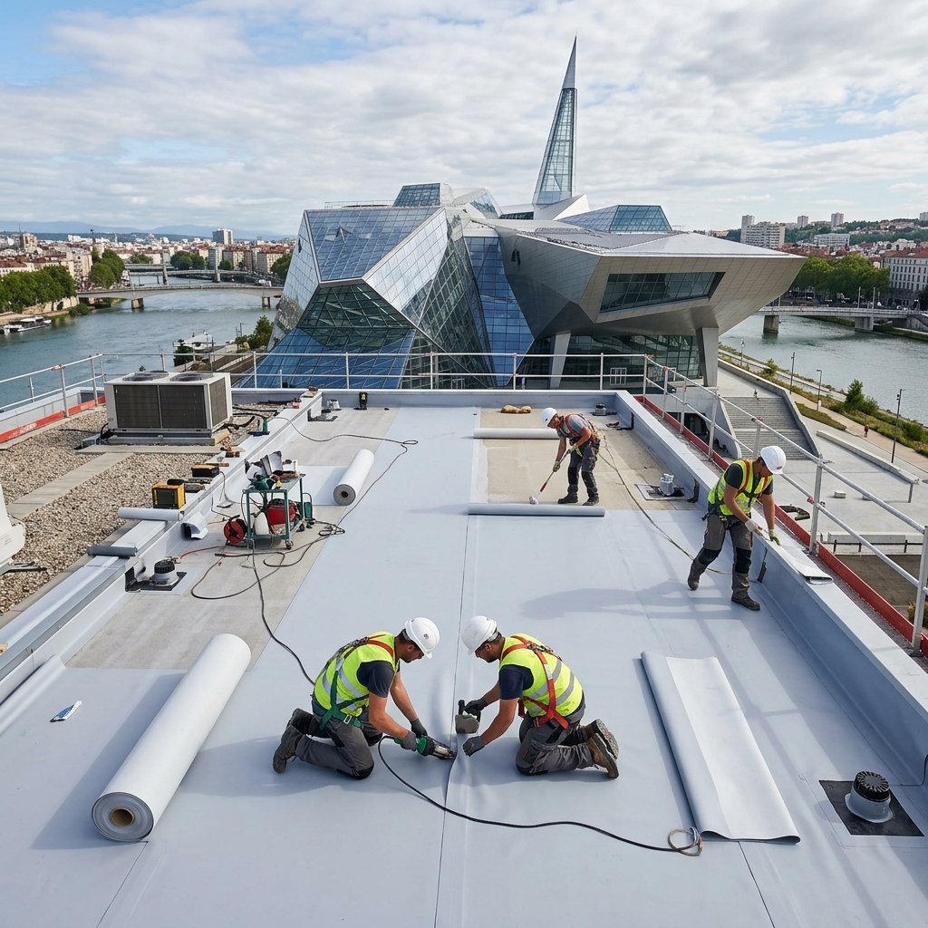 Toiture plate à Lyon (Confluence, Gerland) : EPDM, PVC-P ou bitume ?